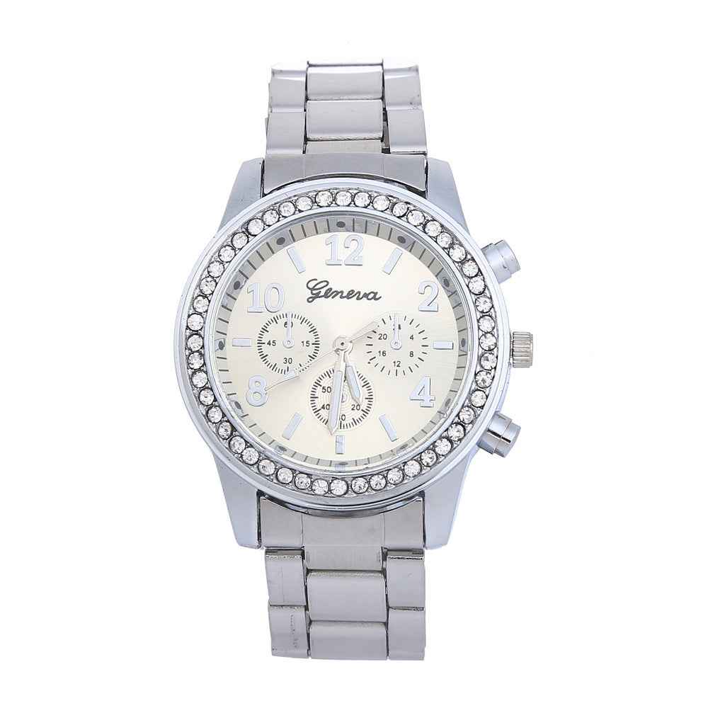Geneva Men's Diamond-Acc Quartz Watch - Three-Eye Alloy Design